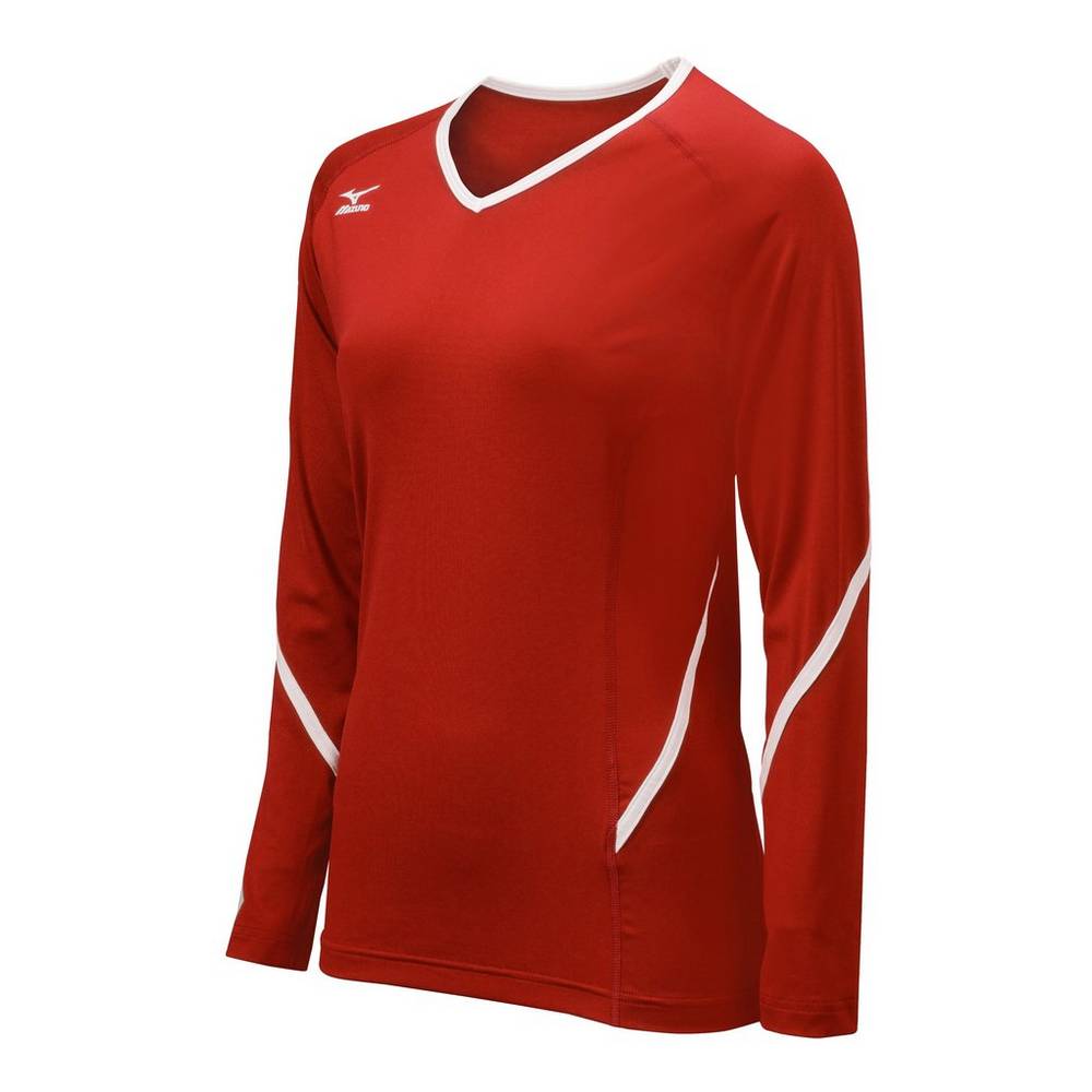 Mizuno Women's Techno Generation Long Sleeve Volleyball Jersey Red/White (440399-IDE)